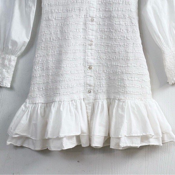 Veronica Beard White Kelsey Ruffled Smocked Mini Dress Size Small - Picture 8 of 14